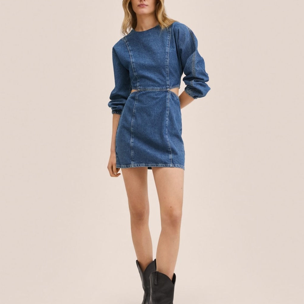 Mango denim cut out dress NWT